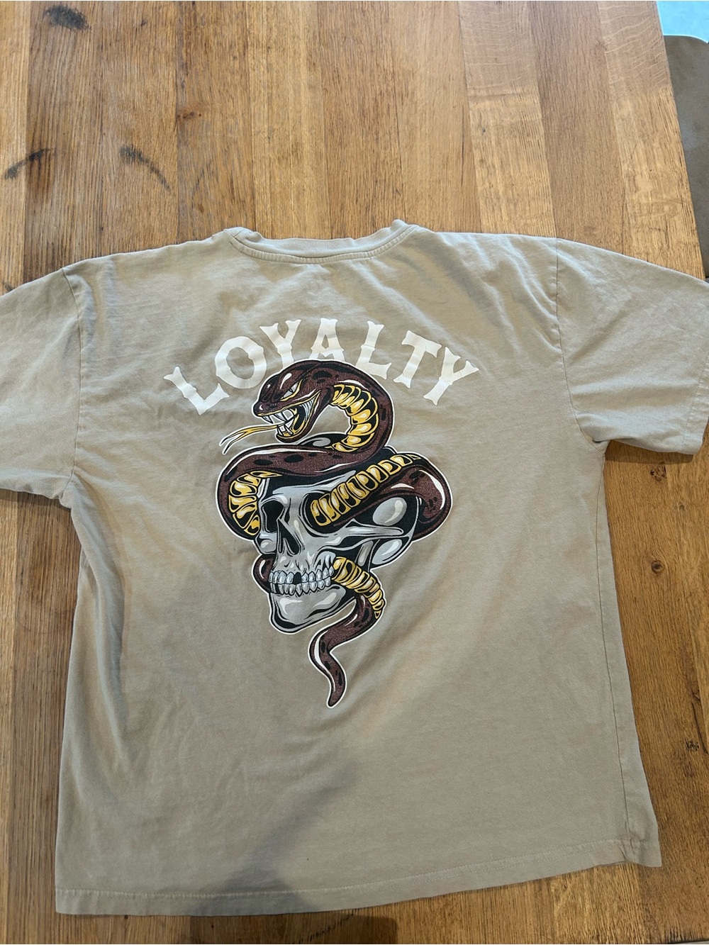 Loyalty Graphic Tee - Men's Beige Skull & Snake Shirt